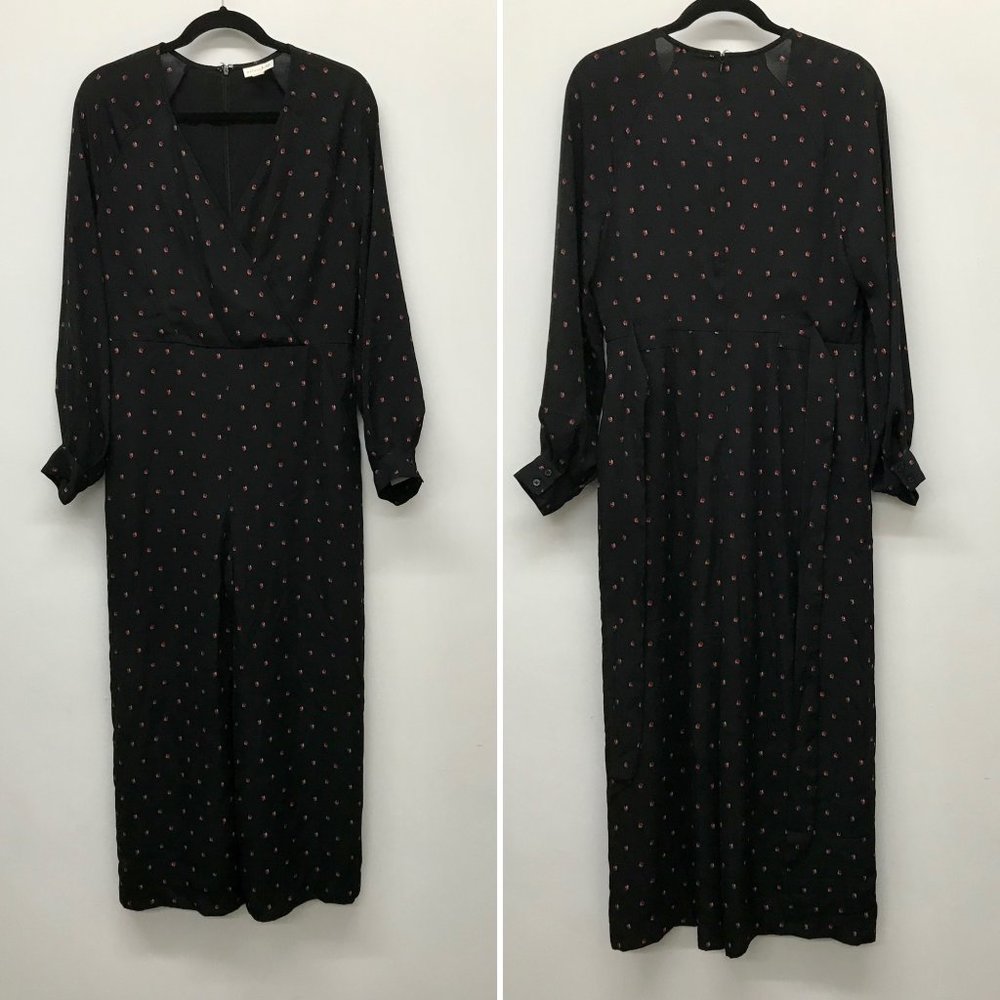 Maison Jules Women's 6 Jumpsuit Black Ladybug Surplice Neck Wide Leg Jumpsuit 6 - Picture 2 of 11